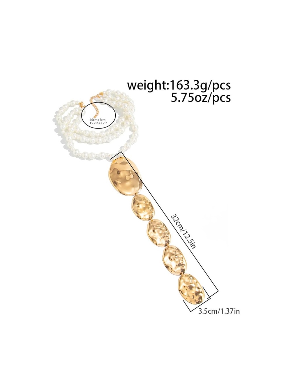 Layered Pearl & Gold Statement Necklace | Runway Glam Jewelry - Picture 7 of 8
